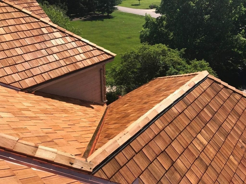 Cedar roofing installed on a residential roof