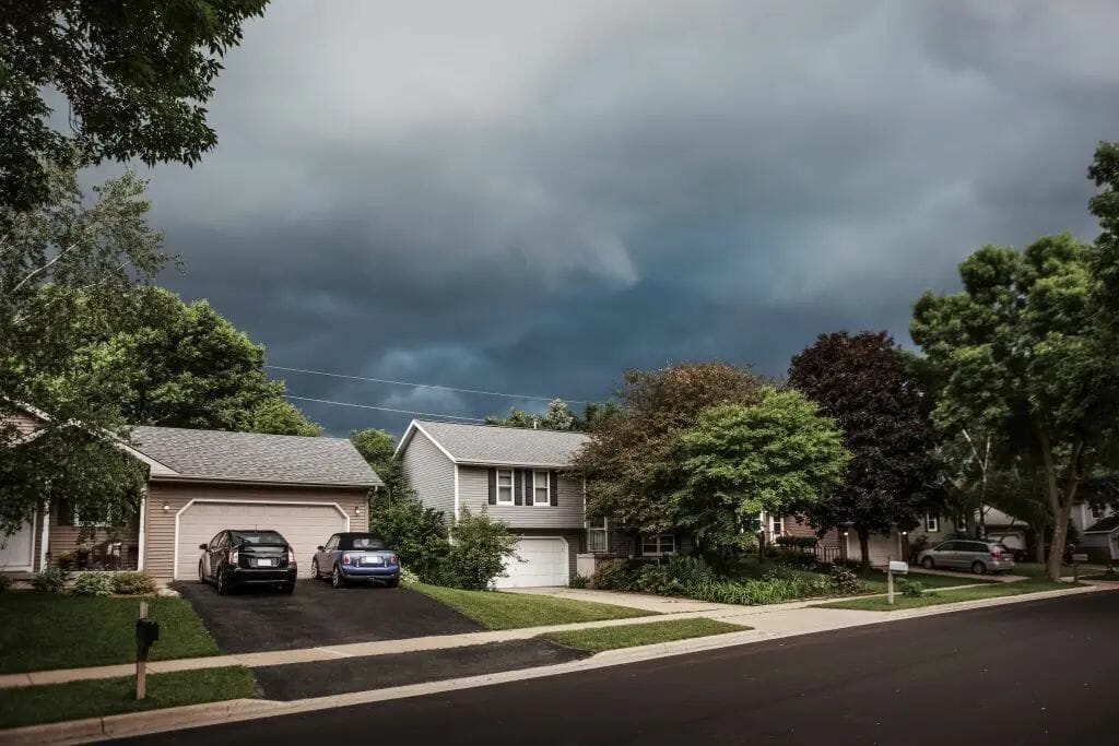 Storm approaching residential neighborhoods